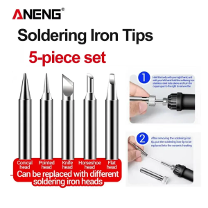 ANENG | ANENG 5Pcs Electric Soldering Iron Tip Set Replace Electric Soldering Iron Tip Electrician Repair Accessories Tools Set