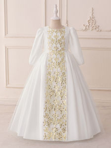 Arabian Middle East Girls Long Sleeve Dress Childrens Formal Gown Ethnic Style Princess Dress for Girls Ages 3-14