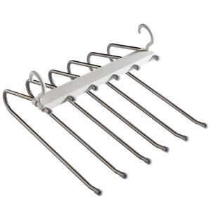 6 In 1 Magic Trouser Hangers Folding Multilayer Pant Scarf Towel Rack Stainless Steel Non-Slip Clothes Hanger Closet Organizer