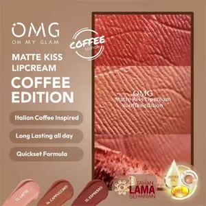OMG Oh My Glam Matte Kiss Lipcream / Lipstick Matte Kiss Cream Tint Gloss Liner Plumper Kosmetik Bibir / OMG Lipcream Coffee Edition