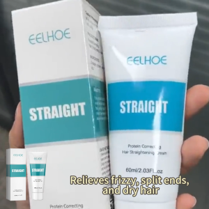 EELHOE 60ml Protein Hair Straightening Cream Frizz Control Split End Repair Moisturizing Shine Treatment