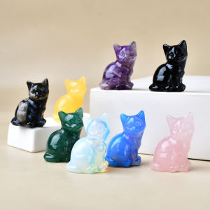 Natural crystal carved cat a perfect choice for home decoration as a crystal gift ornament a great option for healing crystals