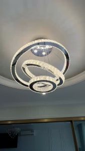 Đèn Thả Trần Đèn Chùm Pha Lê 3 Vòng Bản Dày 5CM 3 Chế Độ Sáng Trang Trí Phòng (Bảo Hành 24 tháng)