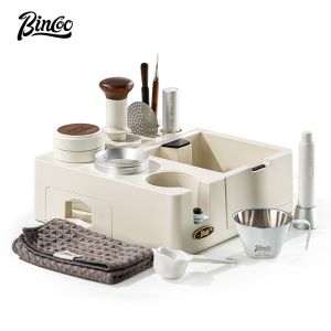 BINCOO Coffee Distributor Set Coffee Tamper Portafilter Press Base Coffee Powder Dispenser Press Hammer 51MM/58MM