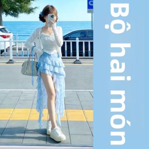NIUVIES | Đầm Midi Hoa Xanh Đầu Thu Kích Cỡ Nhỏ Đồ Mùa Hè