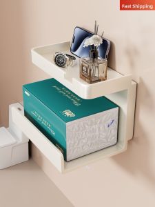 Hanging Toilet Paper Holder for Dual Rolls With Phone Stand
