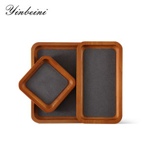 YinBeiNi Rings Earrings Bracelet Necklace Display Tray Coin Storage Holder Plate Wooden Jewelry Organizer P030
