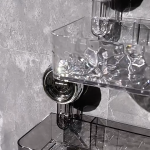 ชั้นวางติดผนัง ชั้นวางของในห้องน้ำ ชั้นแขวน ชั้นวางเข้ามุม ชั้นวางของติดผนัง ไม่ต้องเจาะรู แบบถ้วยดูดอเนกประสงค์ การออกแบบรูระบายน้ำ ที่สุด ถอดออกเมื่อไม่ใช้งานโดยไม่ทำลายผนังของคุณ