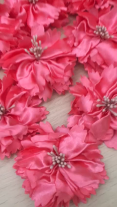 8cm Watermelon Pink Satin Flower Patch Fabric Flower  Ribbon Flower DIY Flower Cloth Flower Bunga Hiasan Bunga Tampalan