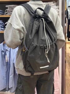 Outdoor Sports Mens Lightweight Climbing Backpack Drawstring Canvas Shoulder Bag Traveling Bookbag for Young Adults