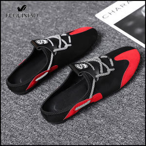 Fuguiniao Breathable Heelless Canvas Tide Shoes Korean Version Half Slipper Mens Lazy Bean Shoes