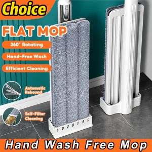 360° Rotation Floor Mop Hand-Free Wash Lazy Mop With Squeezer Wet Dry Dual-Use Flat -Washable Mop Head Replacement