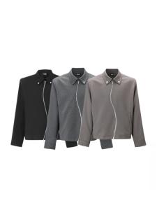 High-End Heavyweight YKK Zipper Double Button Pocket Jacket Outerwear for Men And Women Composite Blend Long Sleeve Short Coat