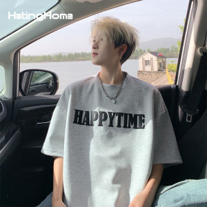 HetingHOME | Hetinghome Summer Trendy Couple Loose Mens Short Sleeve T-shirt No Gender Half Sleeve Retro Washed Polyester Blend Round Neck