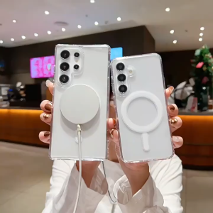 Clear Acrylic Wireless Charging Magnetic Case For Samsung A17 A07 A56 A06 A16 A55 A54 A36 A26 A35 S24 S23 FE S25 S26 Ultra