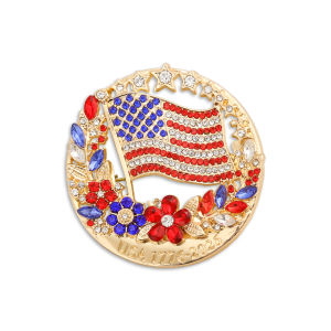 Disney | American Flag Brooch 250th Anniversary 1776-2026 Rhinestone Flower Patriotic Lapel Pin 4th of July Independence Day Jewelry Gift