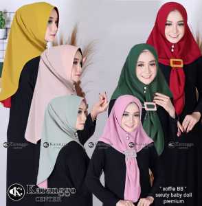 Jilbab Instan Khimar Bergo KARANGGO HOODIE Bolak - Balik 2 in 1 gesper kotak termurah