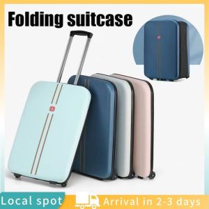 Foldable Suitcase For Business Travel 20 Inches & 24 Inches Suitcase Luggage Travel Waterproof Light Weight Durable Hard Case(ABS+PC)European Style Folding Trolley Case