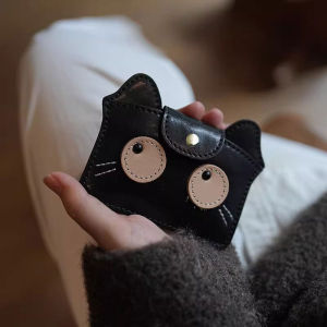 Retro Cat Coin Purse Mini Cute Business Card Holder Compact Ladies Wallet Fashionable Synthetic Leather Cartoon Pattern