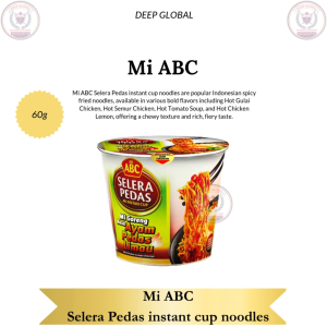Mi ABC Selera Pedas Instant Cup Noodles 60g - Spicy Fried Noodles with Hot Gulai Chicken Flavor Chewy Texture & Fiery Taste