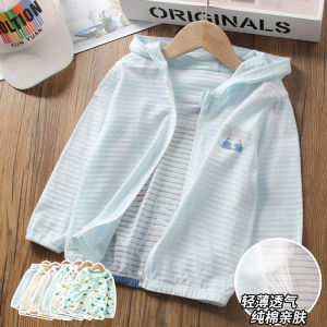Boys Lightweight Breathable Cotton Sun Protection Clothing Summer Thin Outerwear Childrens Skin Shirt Air Conditioner Shirt