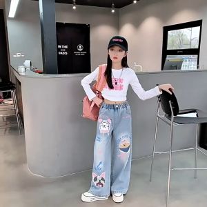 6-16Yrs Trendy Puppy Doodle Design & High-Quality Kids' Jeans