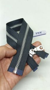 Resleting Zipper Ritsleting YKK 35 cm Atau 14 inch Hitam Silver Slider Oval Type Gigi Besi Model Set Open End Harga Per Biji