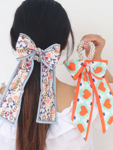 Pearl Butterfly Knot Hair Ties Silk Scarf Hair Bands Womens Hair Accessories Trendy Hair Bands Fresh out New Model