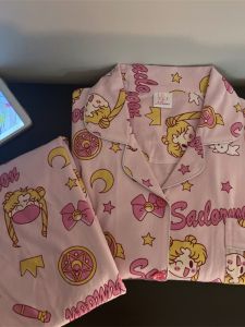 Spring Autumn Cotton Pajamas Womens Casual Long Sleeve Sweet Cute Sailor Home Clothes Set Youth Cartoon Print Sleepwear
