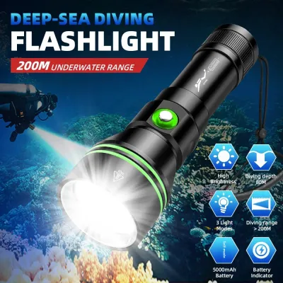 New Cross-Border P70.2 Diving Flashlight High Brightness Long Range Emergency Underwater Lighting LED Flashlight For Diving