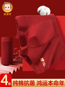 Hengyuanxiang Snake Year Boys Boxer Shorts Pure Cotton Red Color Elastic Waist Childrens Underwear Comfortable Breathable