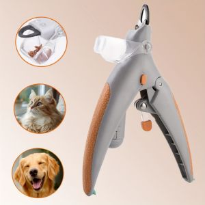 Pet cat and dog nail clippers with LED light polishing and cleaning supplies