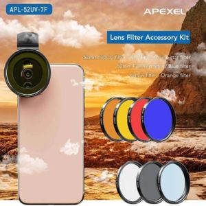 Apexel Lensa Filter Kamera HP Smartphone CPL ND Star 7in1 37mm/52mm with Clip