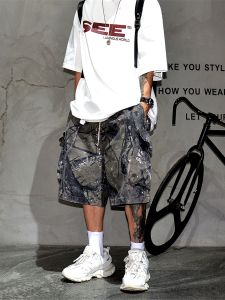 American Style Casual Street Tough Handsome Heavyweight Retro Camouflage Workwear Shorts Men Trendy Loose Pure Cotton Large Size Five Parts Pants