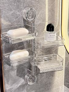 Multi-Layer Soap Dish Wall-Mounted Suction Cup Bathroom Accessories Drain Rack Home Use Kitchen Soap Holder Nordic Style