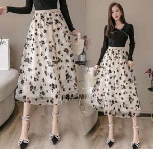 Rok Midi Bunga Belezza Import Premium Fashion Hoki