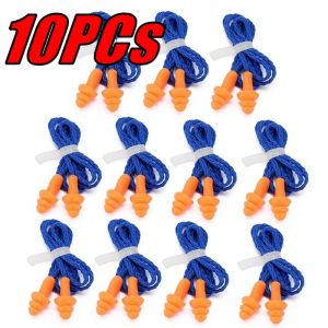 Ear care 10Pcs Soft Silicone Corded Ear Plugs ears Protector Reusable Hearing Protection Noise Reduction Earplugs Earmuff