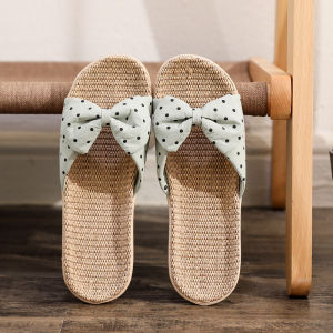 Linen Slippers Summer Womens Cute K-style Home Non Slip Soft Bottom Mute Floor Sandals For Home Womens