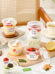 Pudding Cup Disposable Double-Layer Milk Custard Dedicated Cup High Temperature Resistant Jelly Yogurt Mousse Dessert Plastic Packaging with Lid