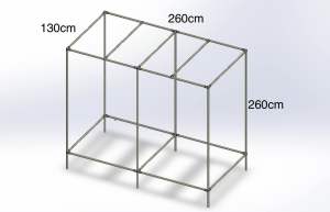 ชุดโครงปลูก โต๊ะปลูก ขนาด 130 x 253 x 220 cm. (สำหรับถาดปลูกขนาด 122 x 244 cm.)