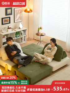 Modern Minimalist Fabric Sofa Bed Wooden Structure Comfortable Couch for Living Room Double Seater Relaxing Recliner