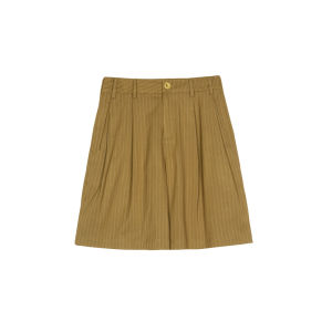 Retro Striped Loose Fit Straight Leg Pants Womens Spring New Style Five-Quarter Length Casual Trousers High Waist Zipper Closure