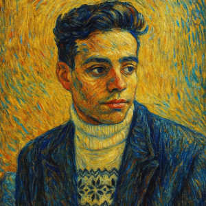 Tranh Nghệ thuật "Chàng Trai Mặc Véc Màu Xanh" VIETSMART ART - Acrylic 60 x 70cm