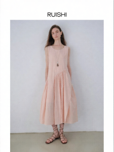 epoque de rueen | Flowing Shadows Cotton Round Neck Sleeveless Irregular A-line Maxi Dress