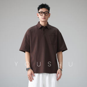 Solid Color Pocket Polo Shirt Men Loose Fit