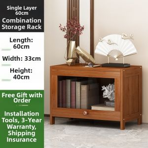 Modern Home Bookshelf with Glass Doors Storage Rack