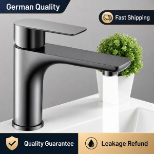 Stainless Steel Bathroom Faucet Hot Cold Water Mixer Tap Basin Faucet Matte Black Silver Single Handle Sink Taps