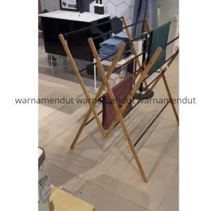 Weldon Rak Jemuran Baju Pakaian Lipat Bahan Bambu Kuat Dan Kokoh WMO IF5639