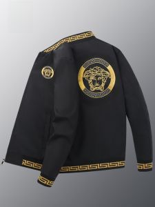 ROMON | Lormen Mens Baseball Collar Flight Jacket Spring Autumn Fashionable Casual Short Windproof Workwear Coat Trendy Zipper Sleeve