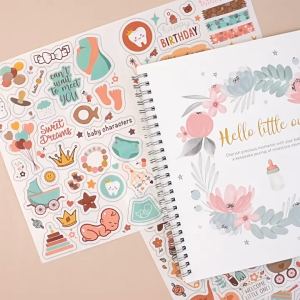 SG EmmAmy® DIY Baby Growth Record Book Set Baby Milestone Keepsake Photo Album(Free Sticker)